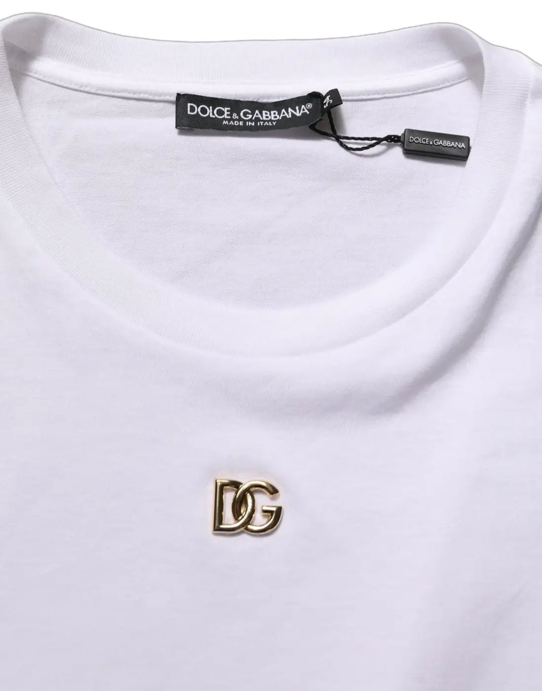 Women’s Dolce &amp; Gabbana White Metal Dg Logo Short Sleeves T-shirt