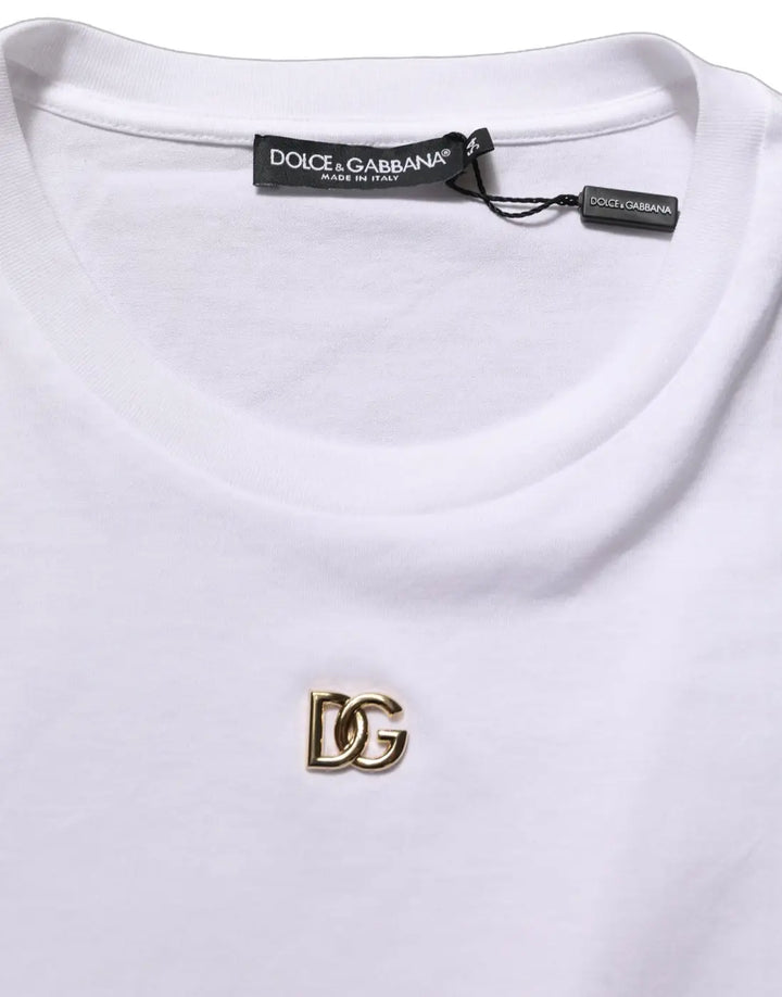 Women’s Dolce &amp; Gabbana White Metal Dg Logo Short Sleeves T-shirt