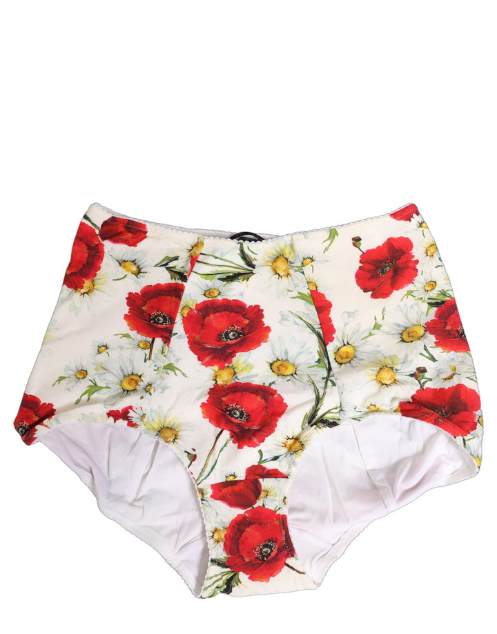 Women’s Dolce &amp; Gabbana White Nylon Floral High Waisted Girdle Underwear