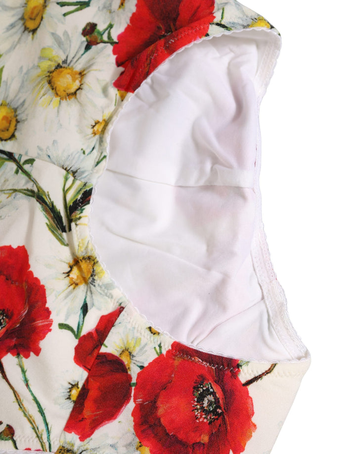 Women’s Dolce &amp; Gabbana White Nylon Floral High Waisted Girdle Underwear