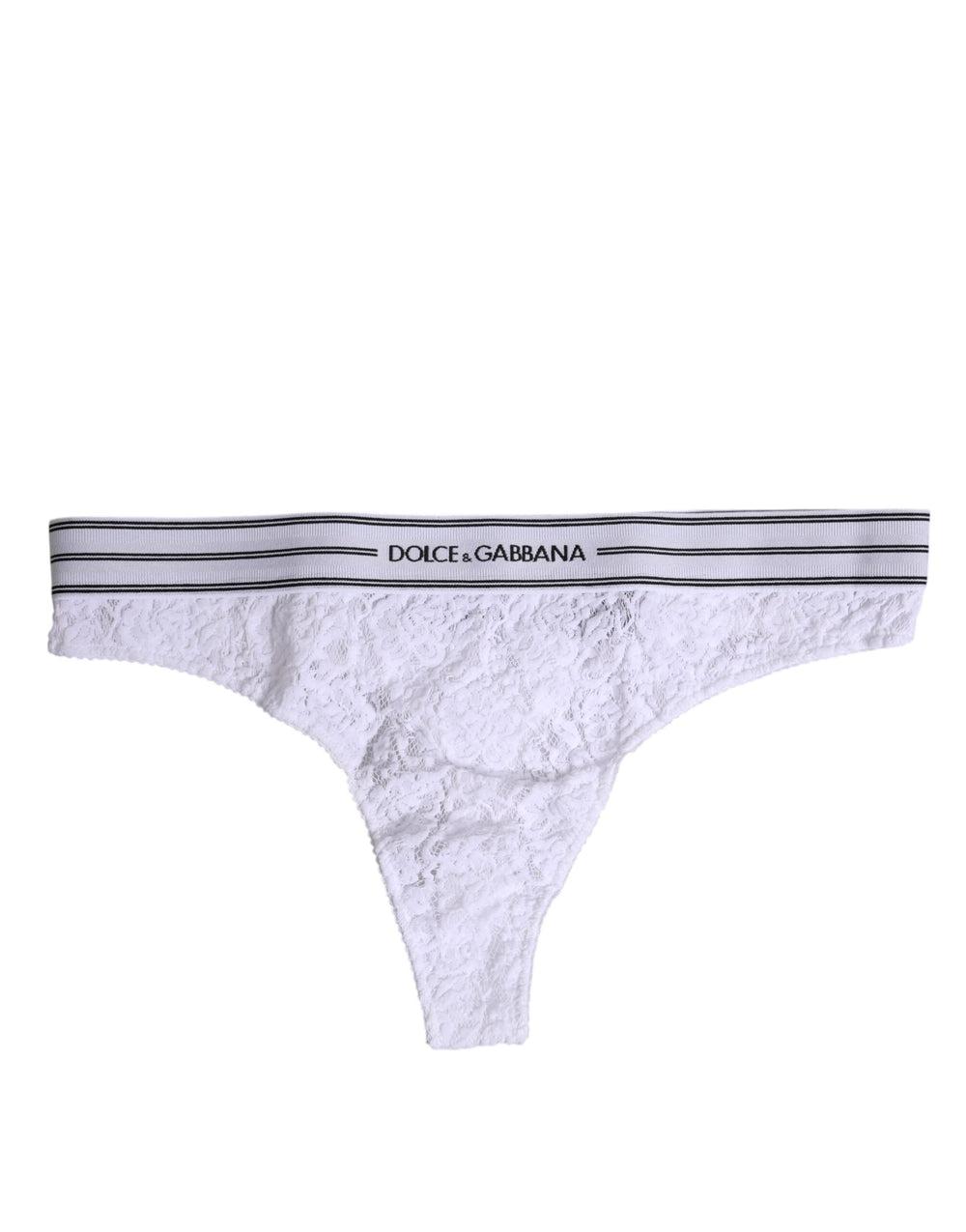 Women’s Dolce & Gabbana White Nylon Floral Lace Bottom Panty Underwear