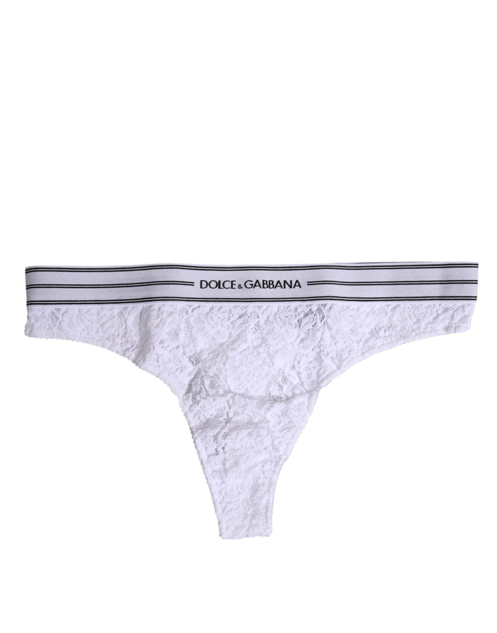 Women’s Dolce &amp; Gabbana White Nylon Floral Lace Bottom Panty Underwear