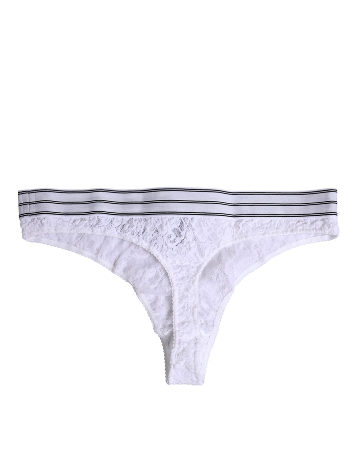 Women’s Dolce &amp; Gabbana White Nylon Floral Lace Bottom Panty Underwear