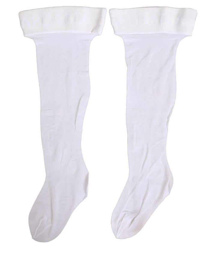 Women’s Dolce &amp; Gabbana.white Nylon Logo Calf Long Women Accessory Socks