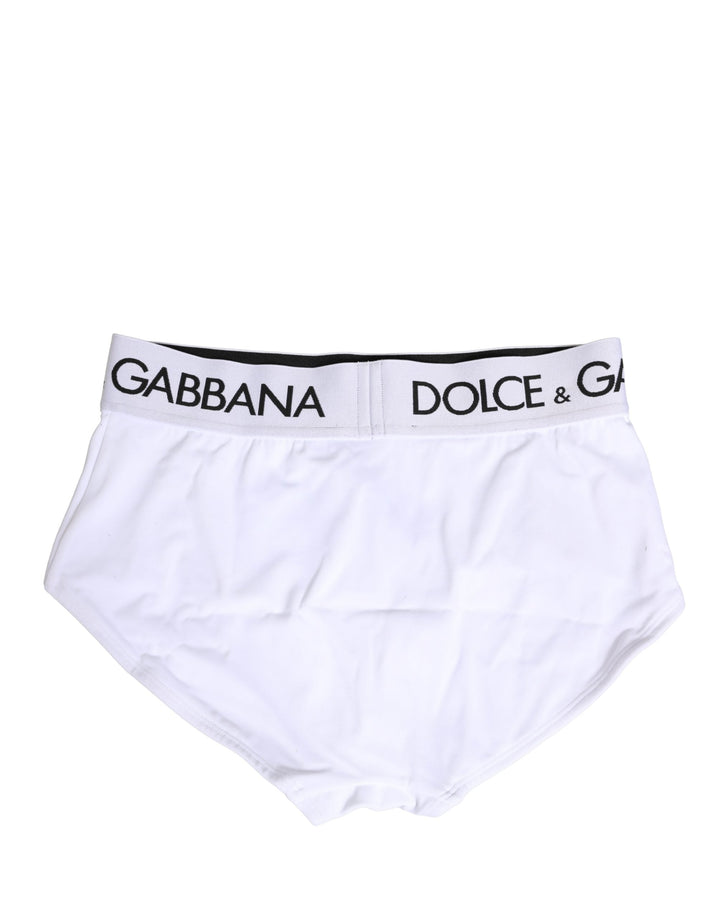 Dolce &amp; Gabbana White Nylon Logo Waistband Panty Underwear