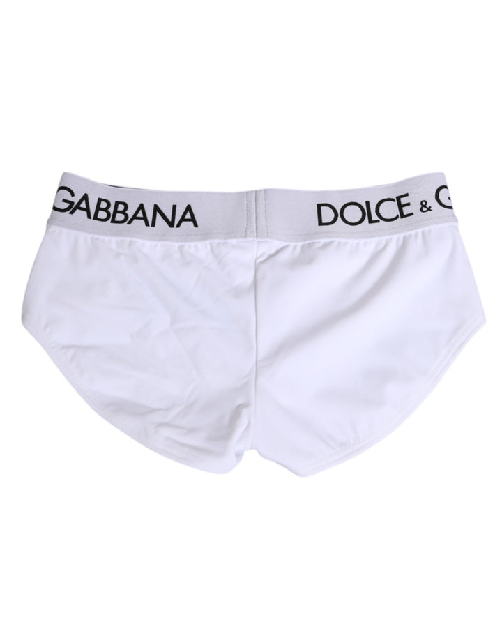 Women’s Dolce &amp; Gabbana White Nylon Logo Waistband Shorts Underwear