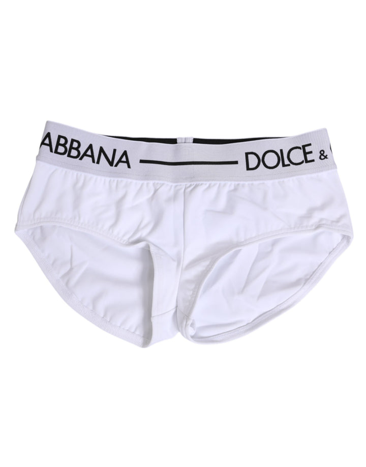 Women’s Dolce &amp; Gabbana White Nylon Logo Waistband Shorts Underwear