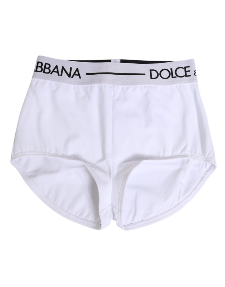 Women’s Dolce &amp; Gabbana White Nylon Logo Waistband Shorts Underwear