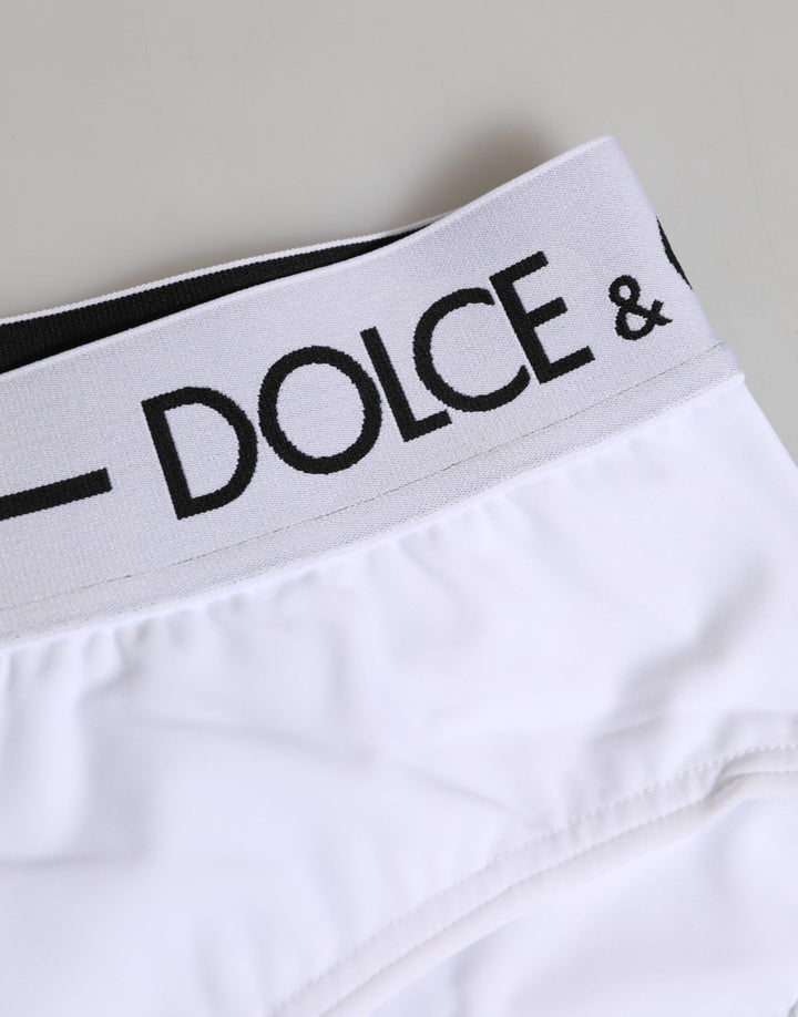 Women’s Dolce &amp; Gabbana White Nylon Logo Waistband Shorts Underwear