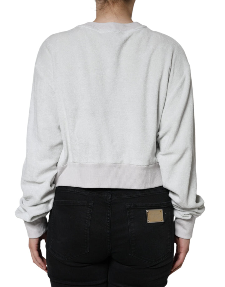 Women’s Dolce &amp; Gabbana White Nylon Stretch Crew Neck Pullover Sweater
