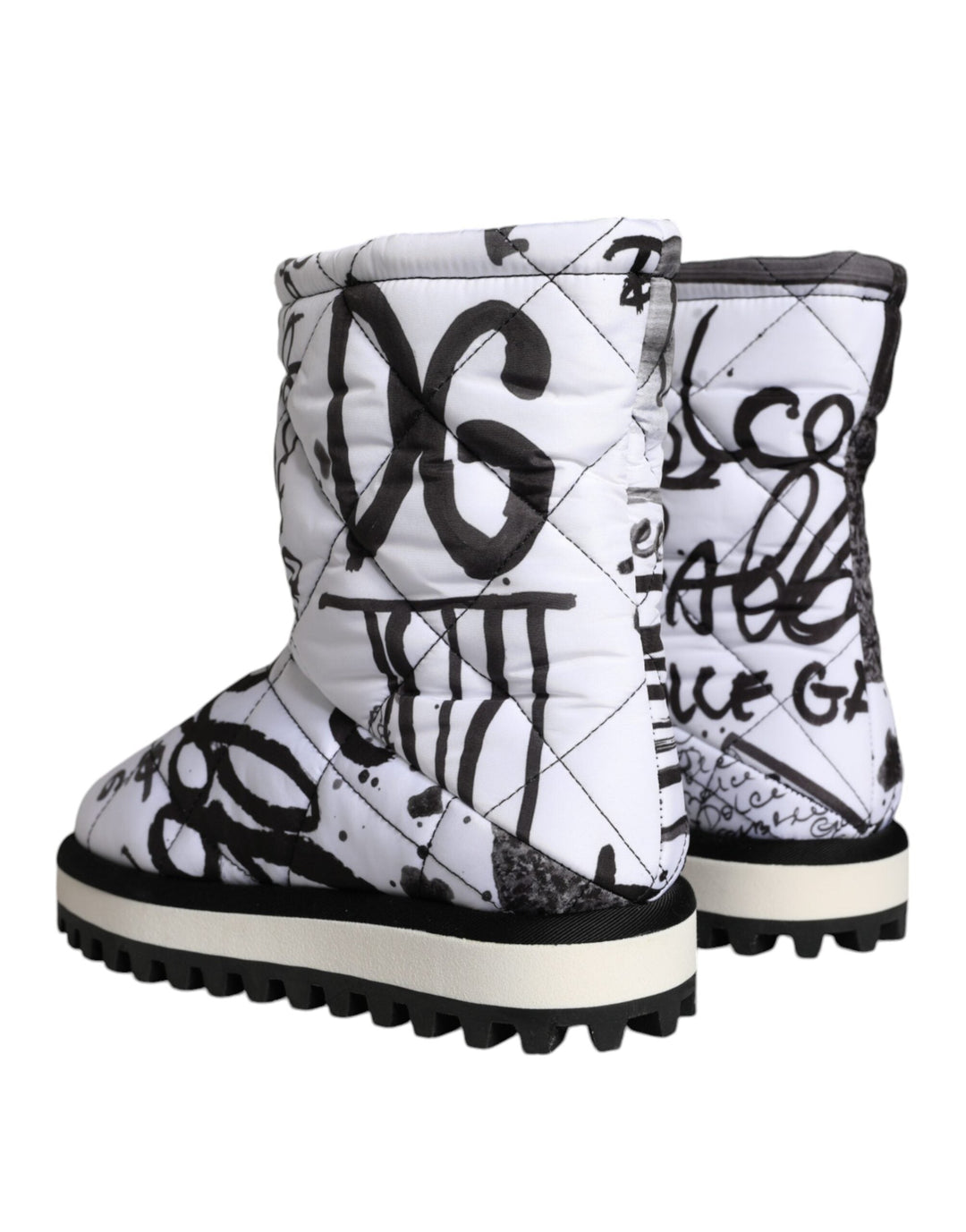 Women’s Dolce &amp; Gabbana White Padded Logo Print Mid Calf Boots Shoes