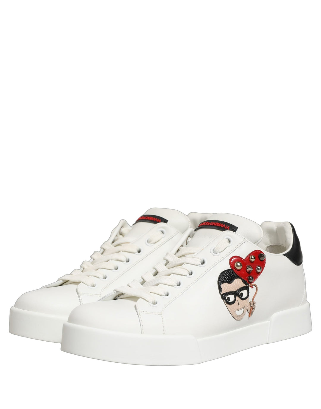 Dolce &amp; Gabbana White Patch Calfskin Nappa Portofino Sneakers Shoes