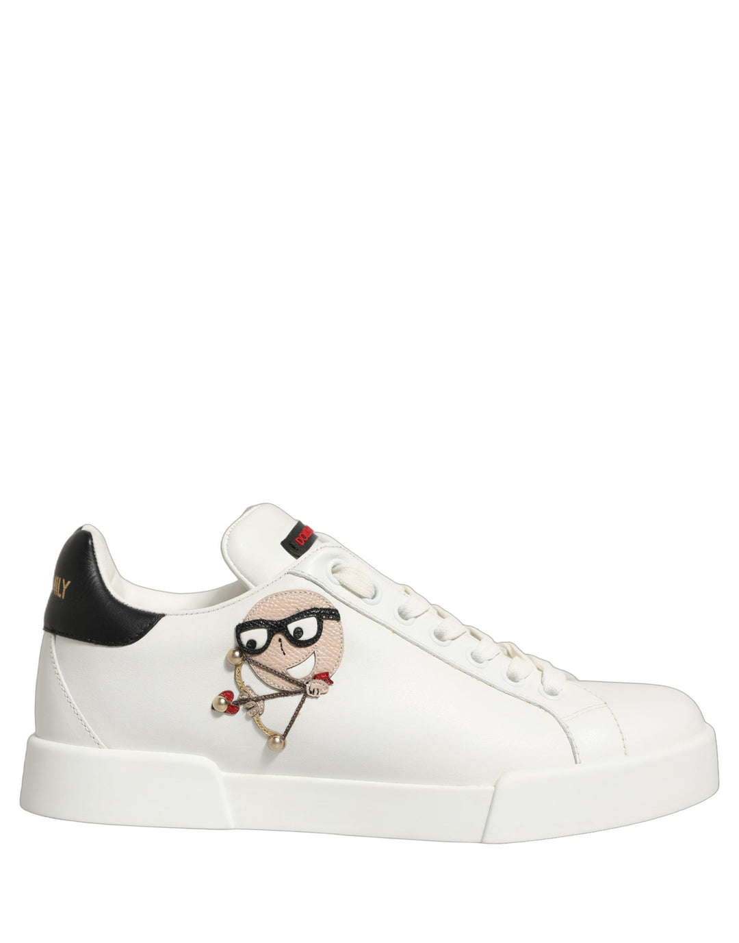 Dolce &amp; Gabbana White Patch Calfskin Nappa Portofino Sneakers Shoes