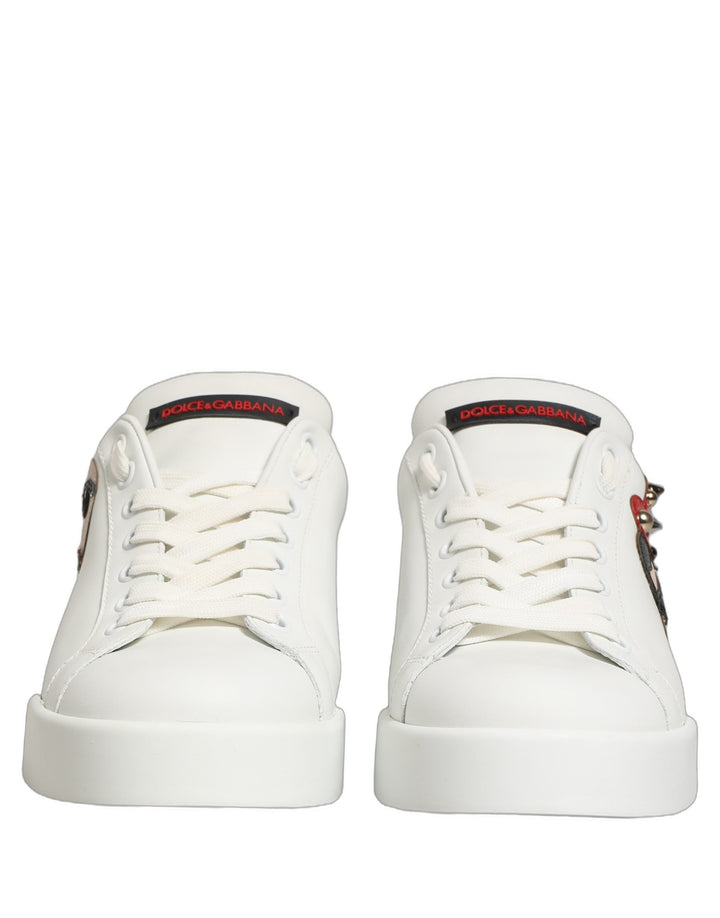 Dolce &amp; Gabbana White Patch Calfskin Nappa Portofino Sneakers Shoes
