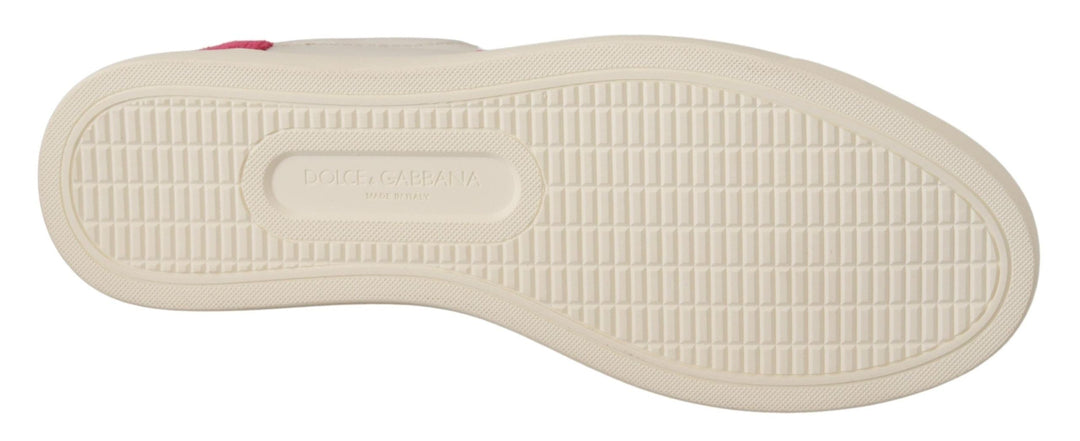 Dolce &amp; Gabbana White Pink Leather Low Top Sneakers Womens Shoes