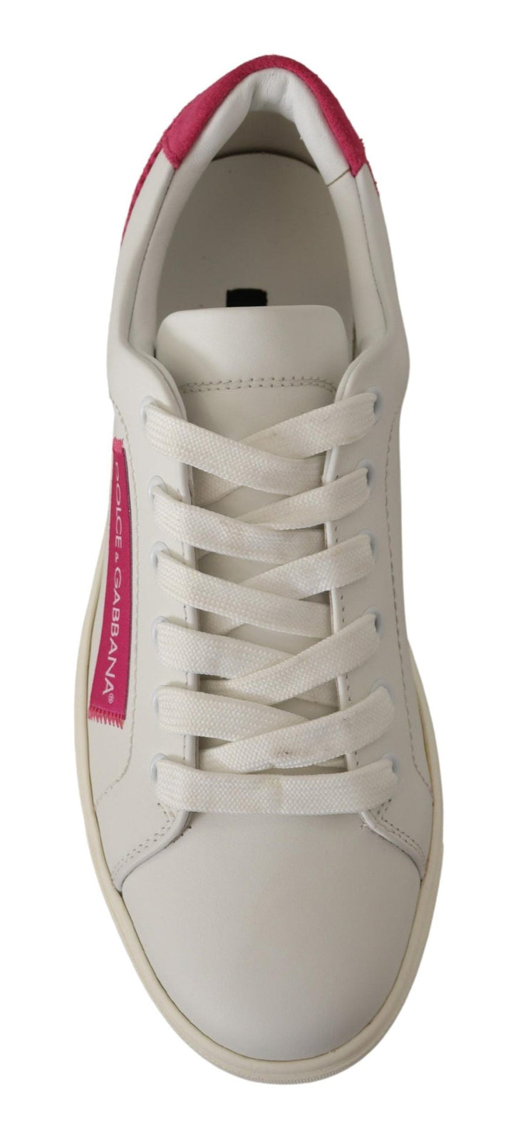 Dolce &amp; Gabbana White Pink Leather Low Top Sneakers Womens Shoes