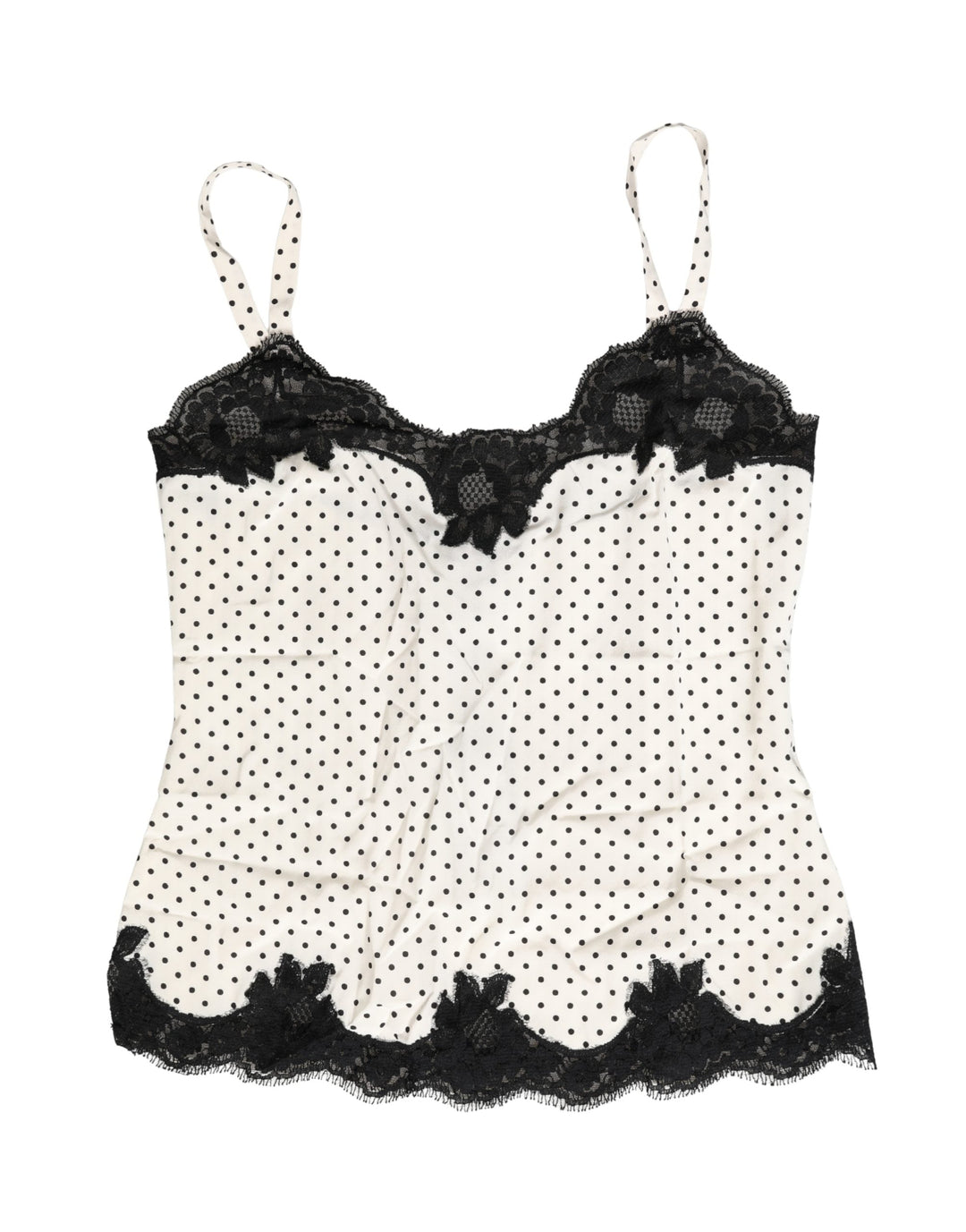 Women’s Dolce &amp; Gabbana White Polka Dot Lace-trimmed Camisole Top Underwear