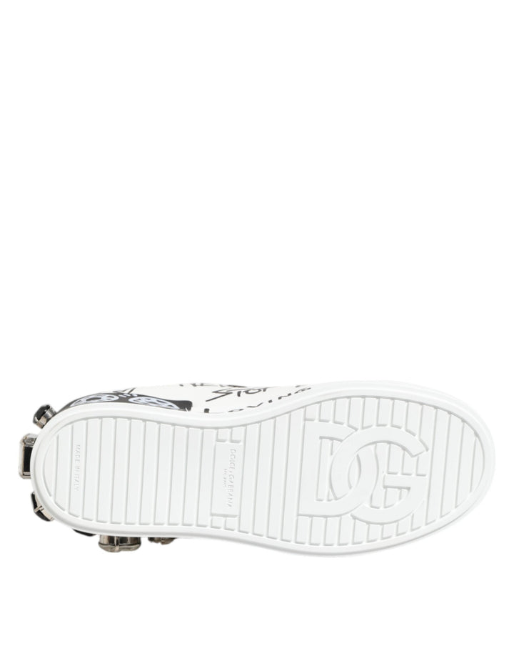 Dolce &amp; Gabbana White Portofino Crystal Sneakers  Shoes