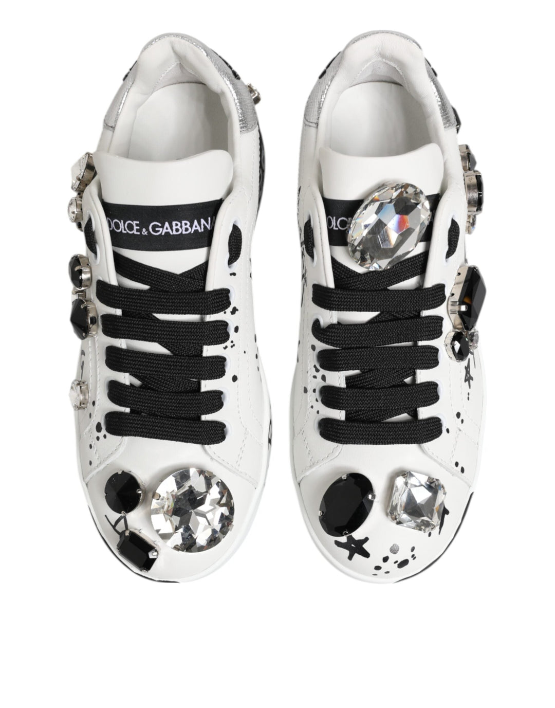 Dolce &amp; Gabbana White Portofino Crystal Sneakers  Shoes