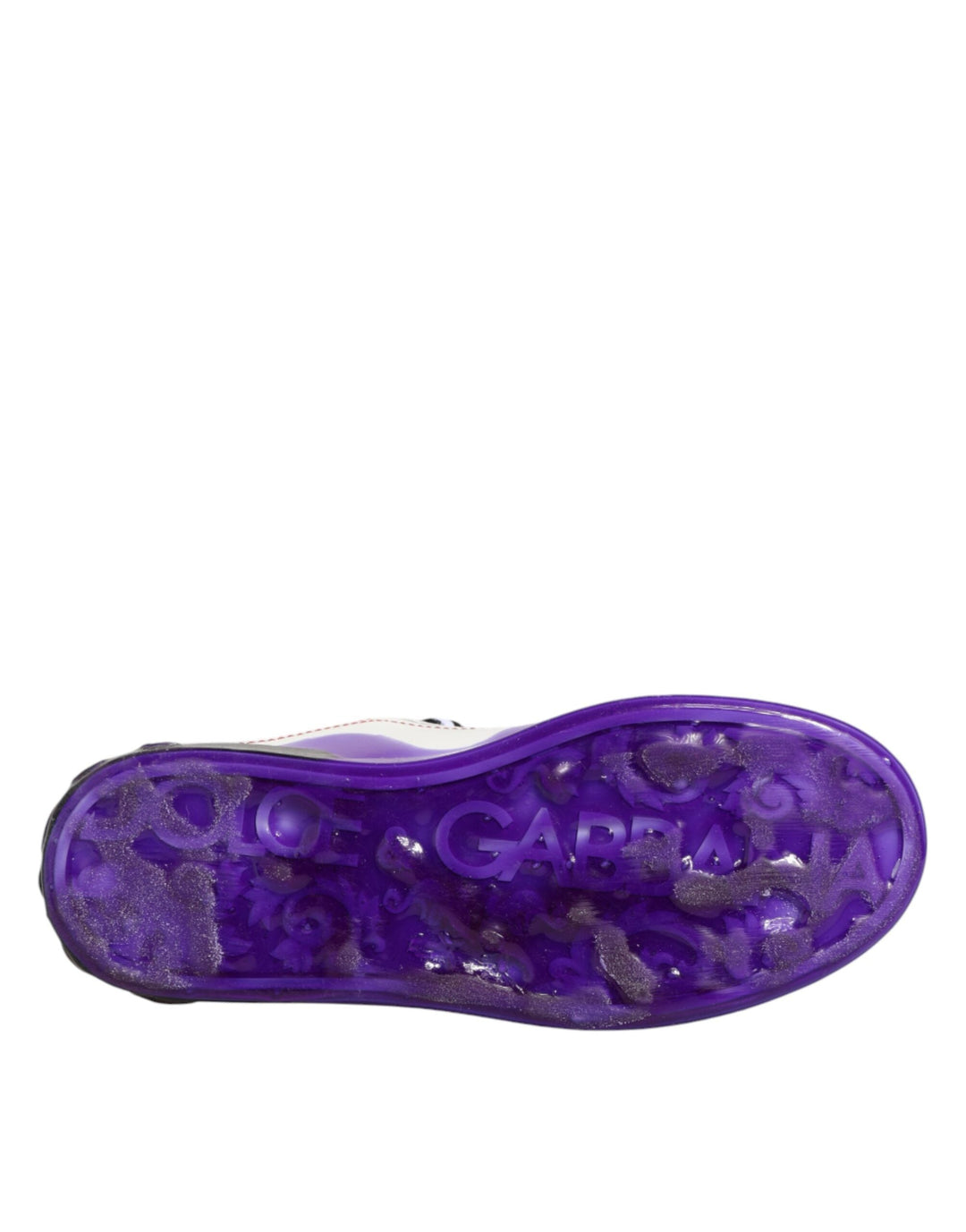 Dolce &amp; Gabbana White Purple Leather Low Top Sneaker Shoes