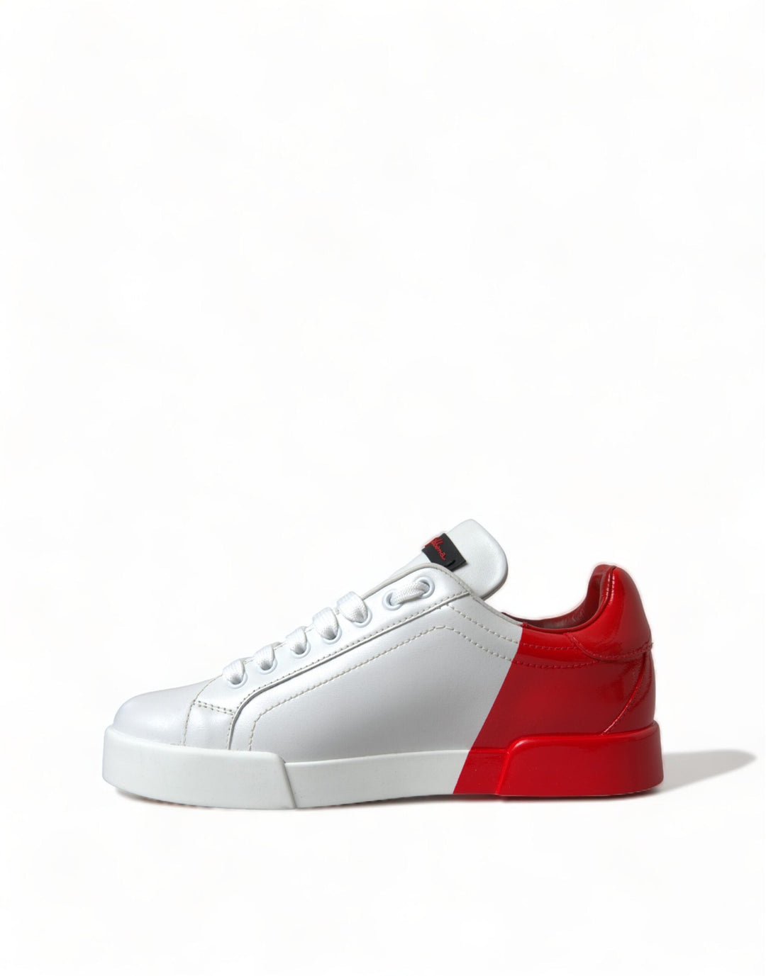 Dolce &amp; Gabbana White Red Lace Up Womens Low Top Sneakers Shoes