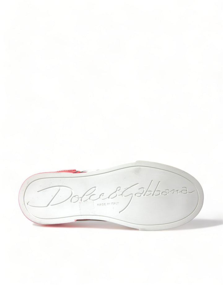 Dolce &amp; Gabbana White Red Lace Up Womens Low Top Sneakers Shoes