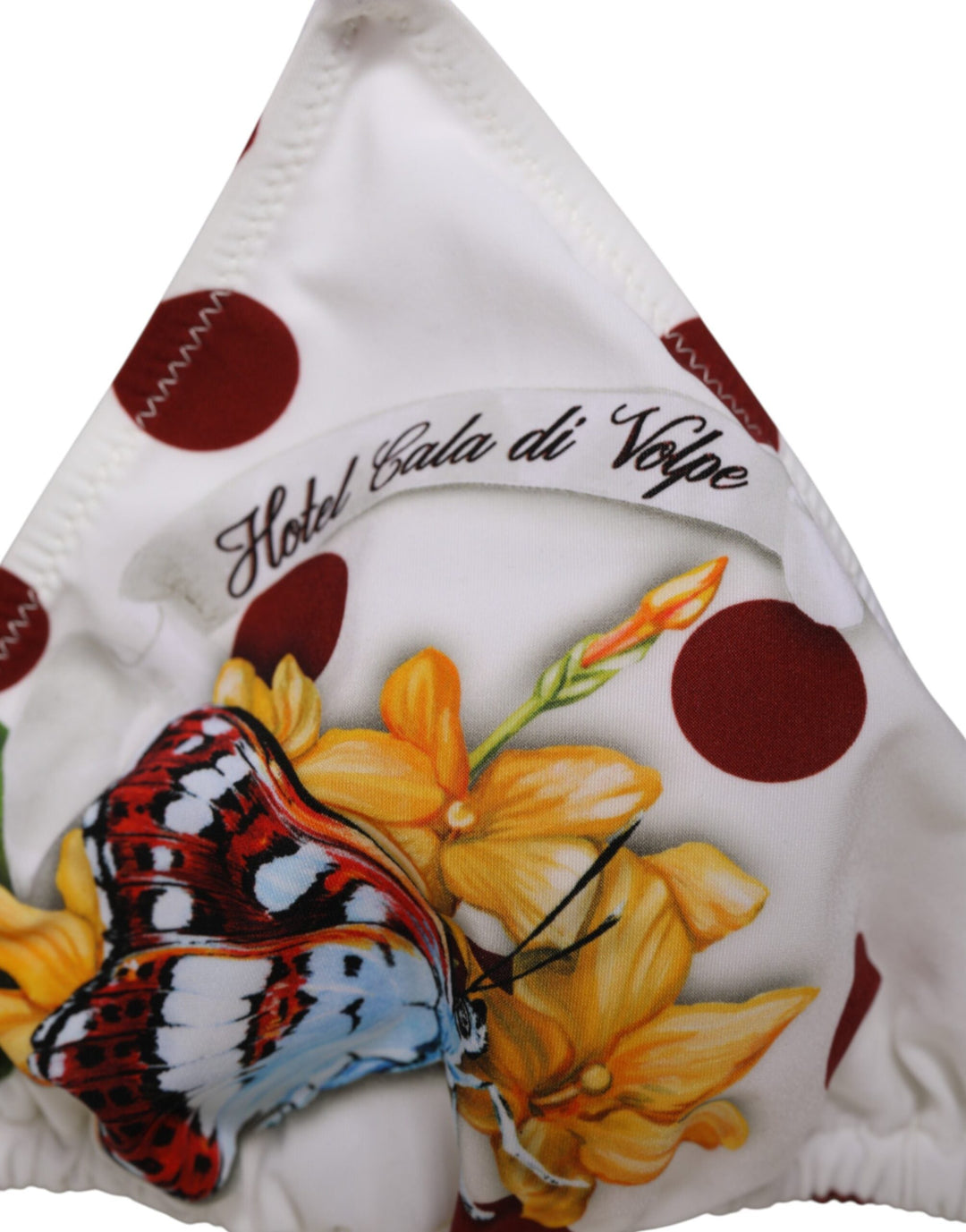 Women’s Dolce &amp; Gabbana White Red Polka Dot Floral Print Triangle
