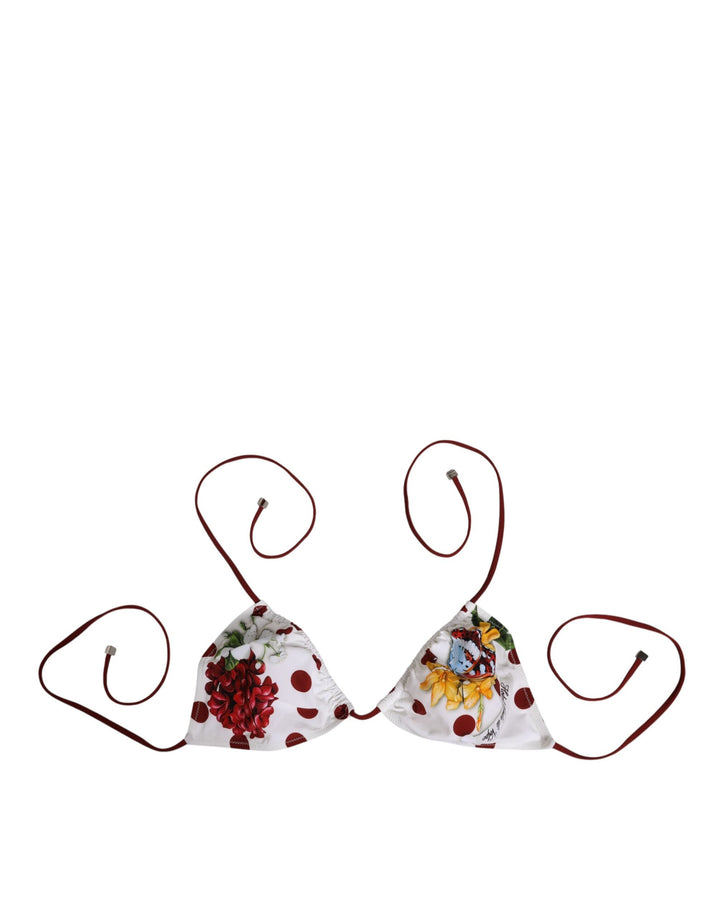 Women’s Dolce &amp; Gabbana White Red Polka Dot Floral Print Triangle