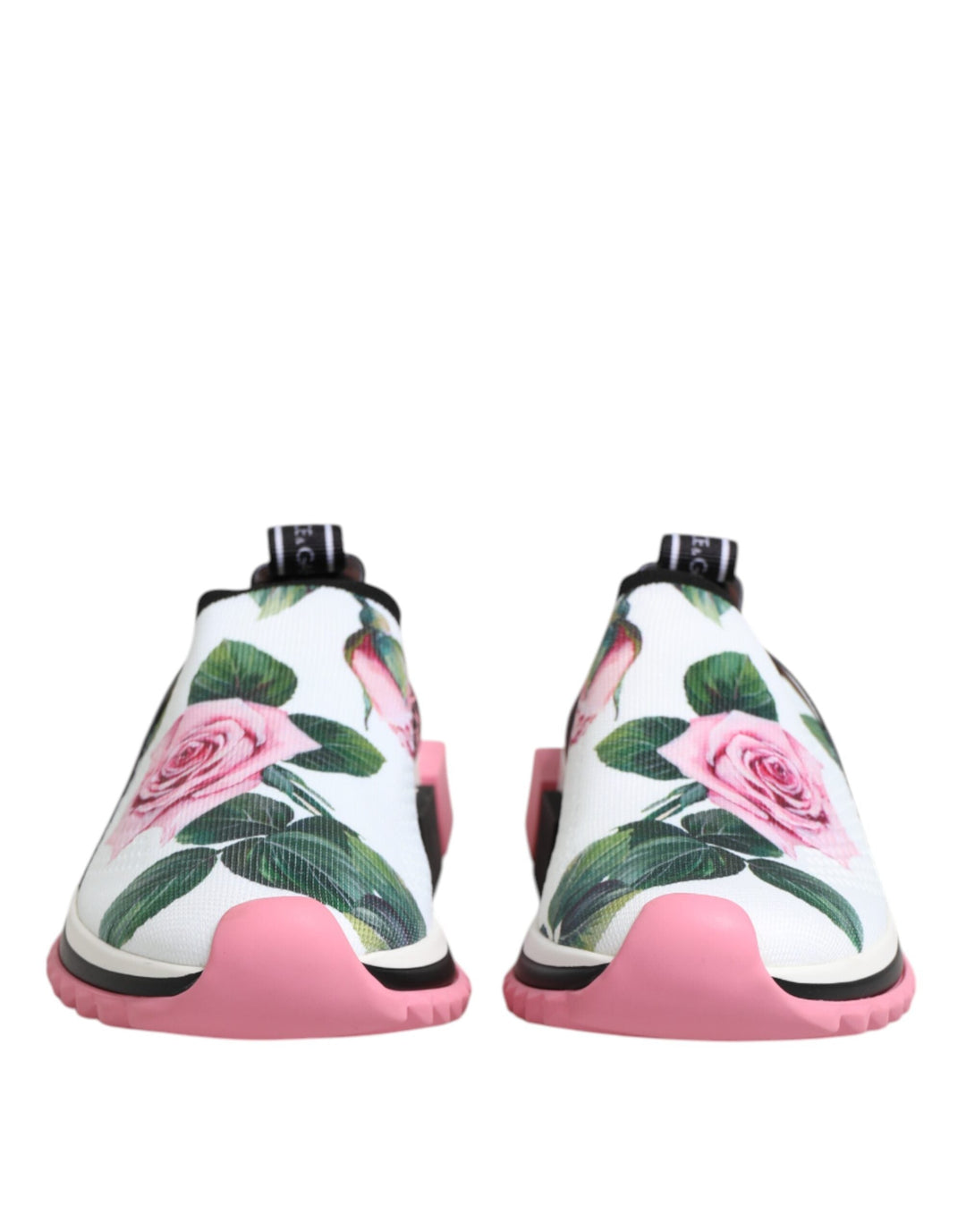 Dolce &amp; Gabbana White Rose Print Sorrento Sneakers Shoes