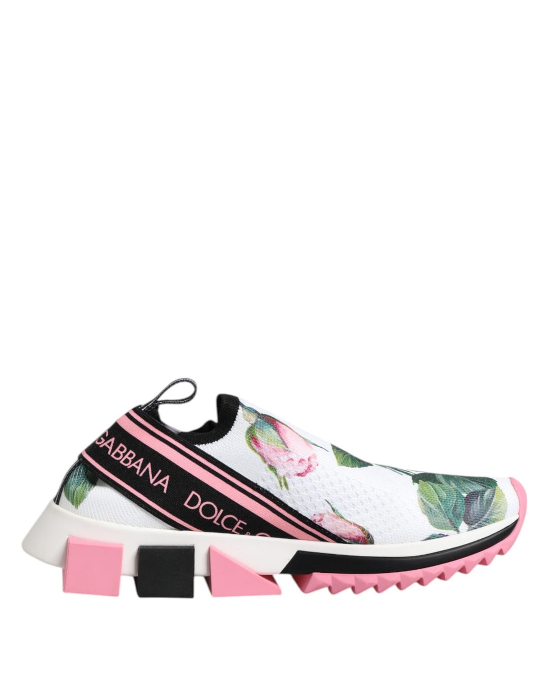 Dolce &amp; Gabbana White Rose Print Sorrento Sneakers Shoes