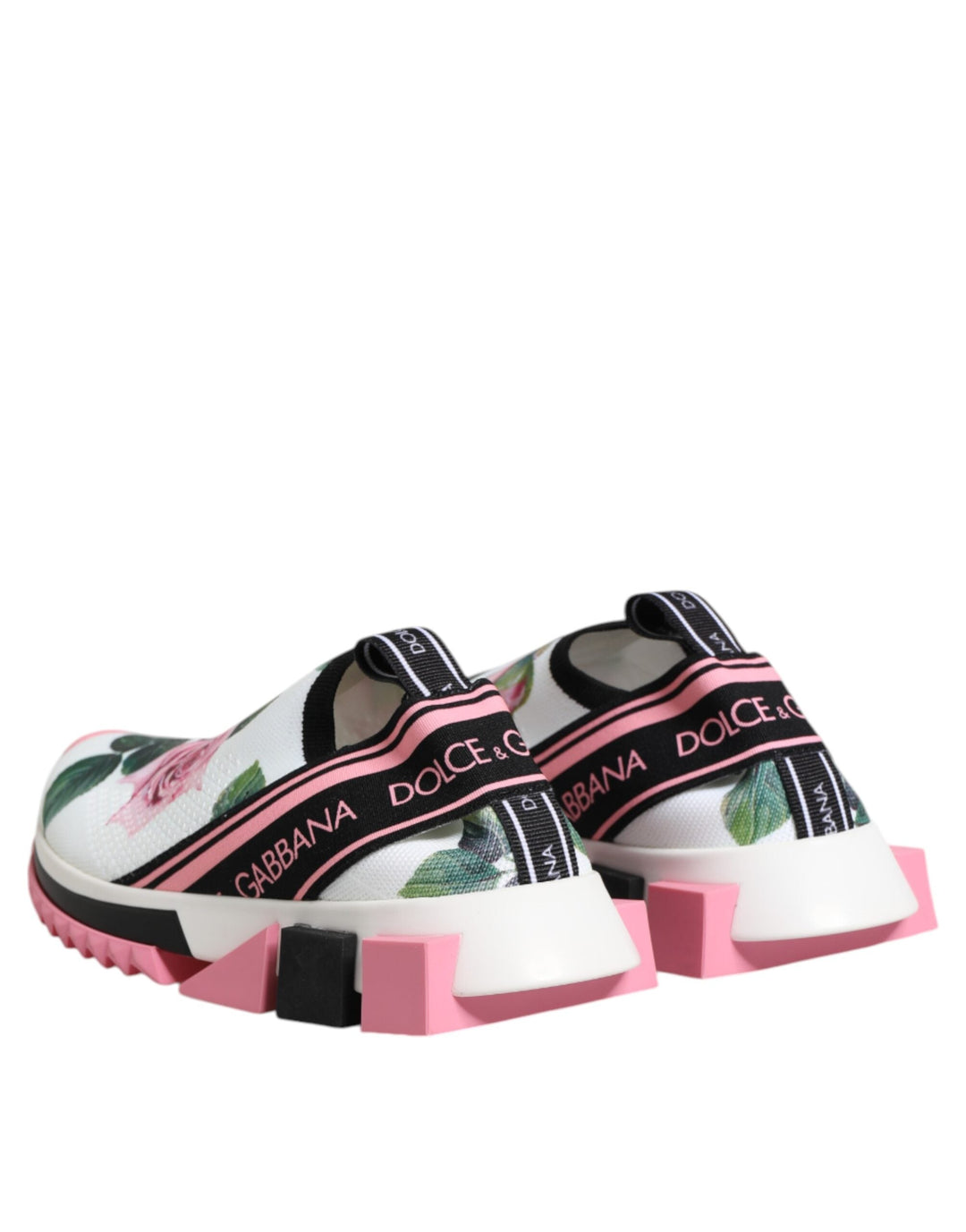 Dolce &amp; Gabbana White Rose Print Sorrento Sneakers Shoes
