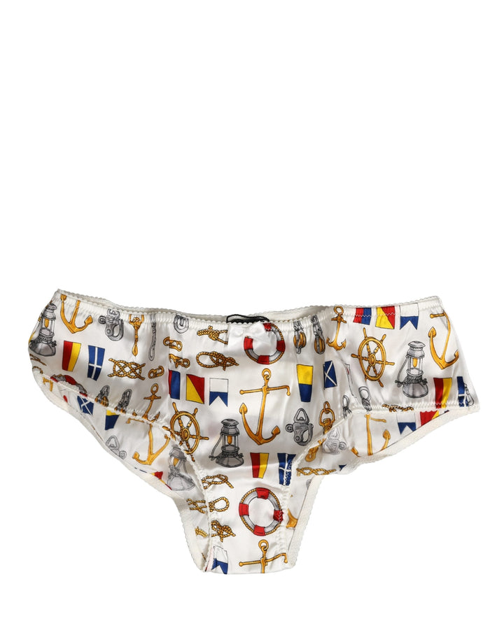 Women’s Dolce &amp; Gabbana White Sailor Print Polyester Bottoms Underwear