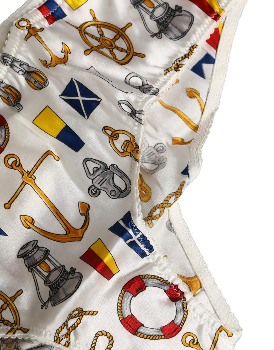 Women’s Dolce &amp; Gabbana White Sailor Print Polyester Bottoms Underwear