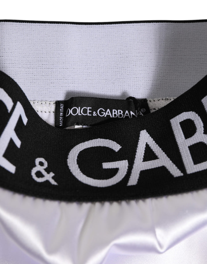 Women’s Dolce &amp; Gabbana White Satin High-waist Black Logo Women Underwear