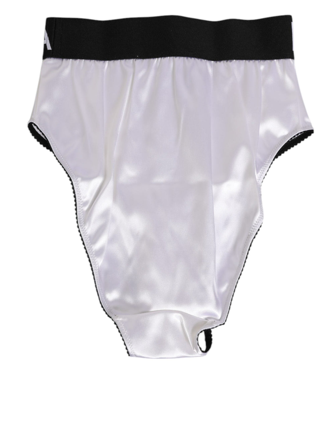 Women’s Dolce &amp; Gabbana White Satin High-waist Black Logo Women Underwear