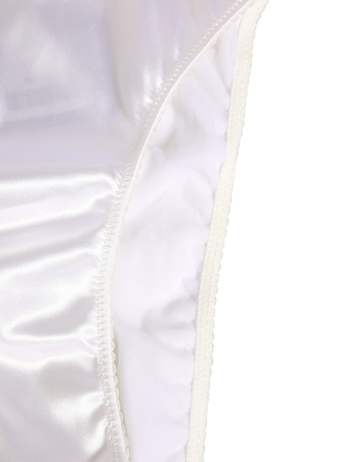 Women’s Dolce &amp; Gabbana White Satin High-waist Brief Logo Women Underwear