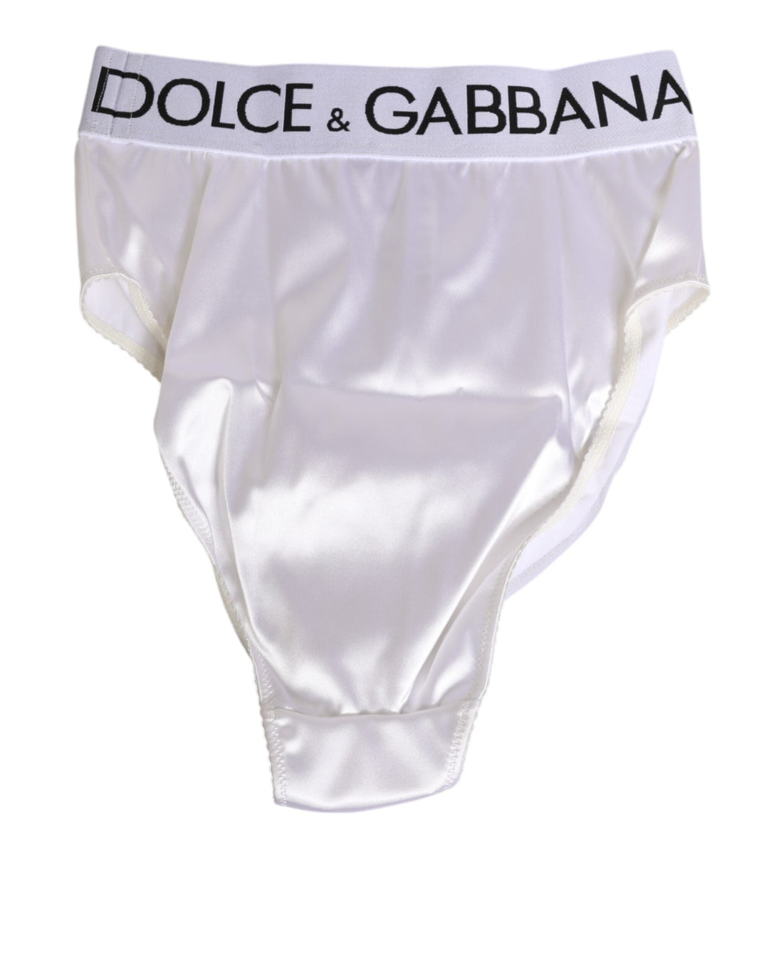 Women’s Dolce &amp; Gabbana White Satin High-waist Brief Logo Women Underwear