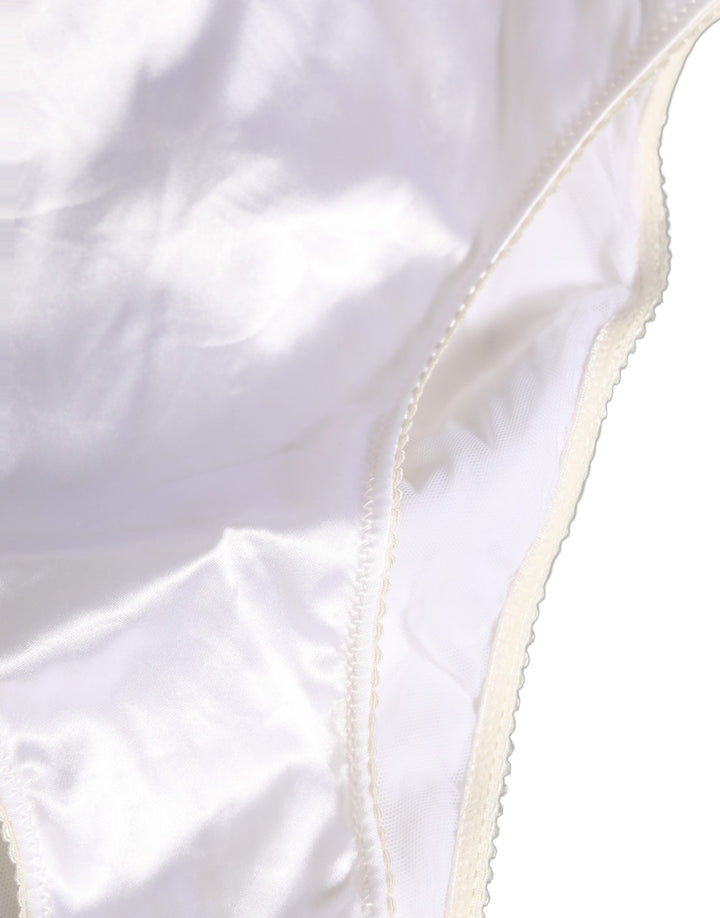 Women’s Dolce &amp; Gabbana White Satin High-waist Brief Logo Women Underwear
