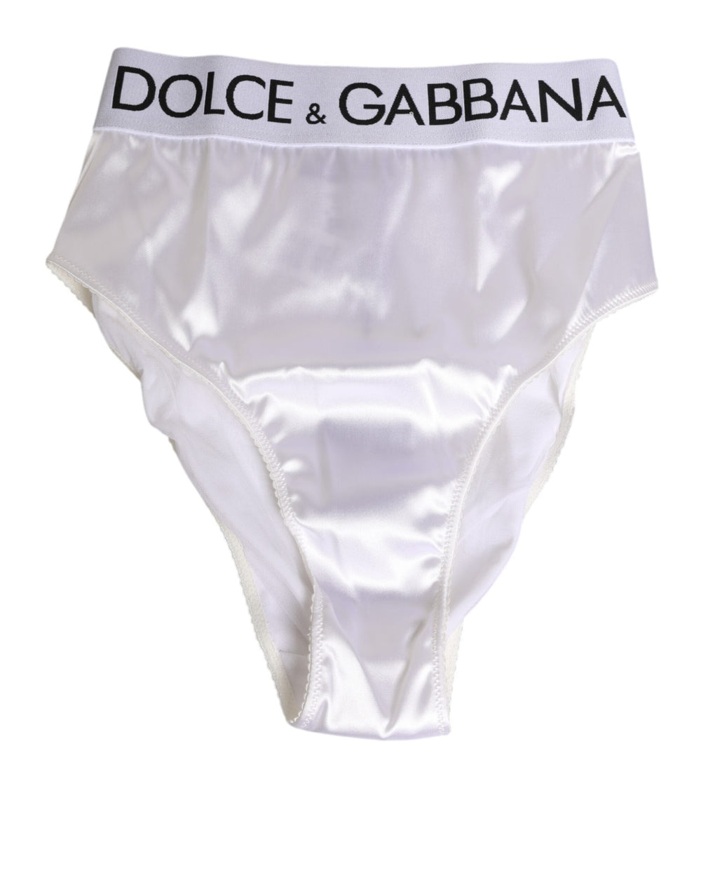 Women’s Dolce & Gabbana White Satin High-waist Brief Logo Women Underwear
