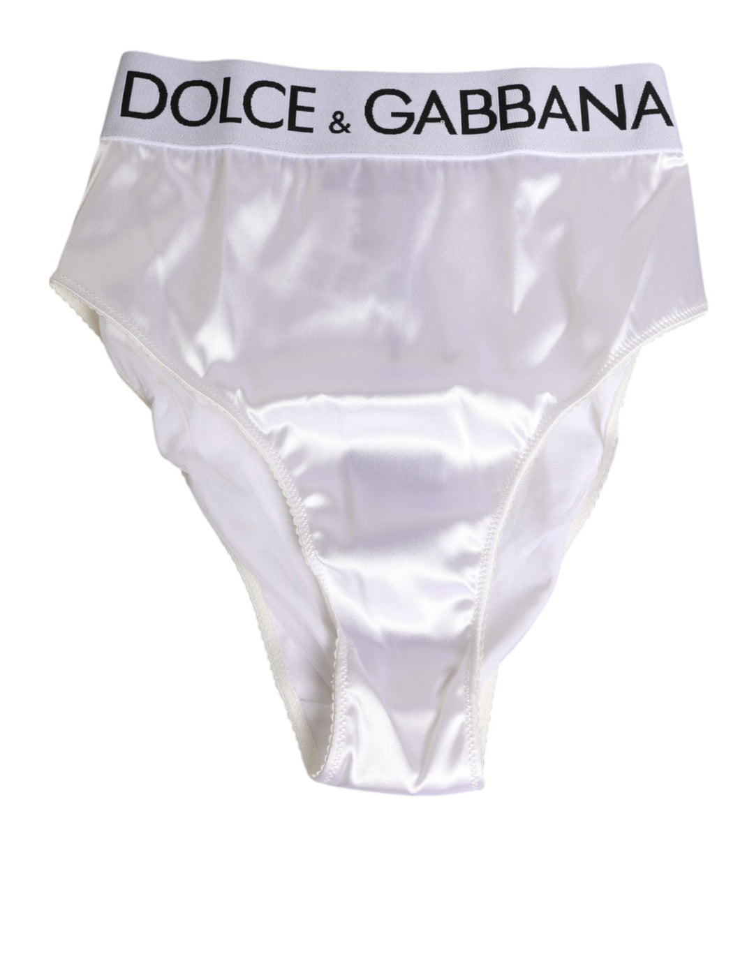 Women’s Dolce &amp; Gabbana White Satin High-waist Brief Logo Women Underwear