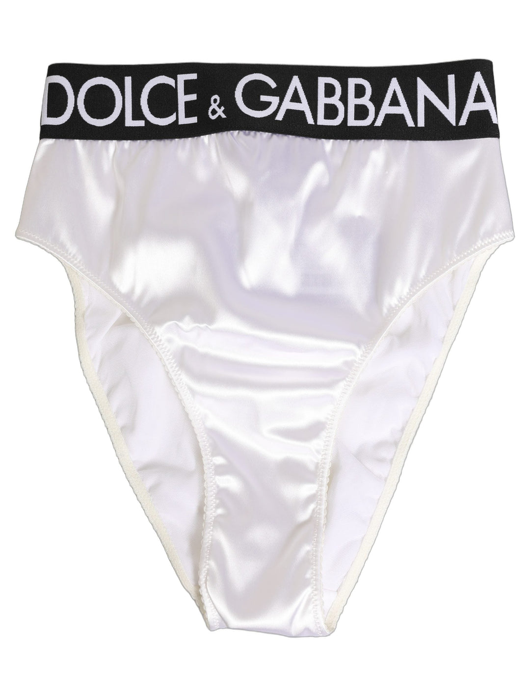 Women’s Dolce &amp; Gabbana White Satin High-waist Brief Logo Women Underwear