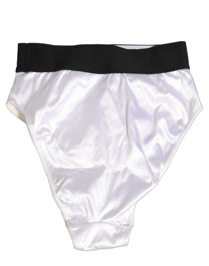 Women’s Dolce &amp; Gabbana White Satin High-waist Brief Logo Women Underwear