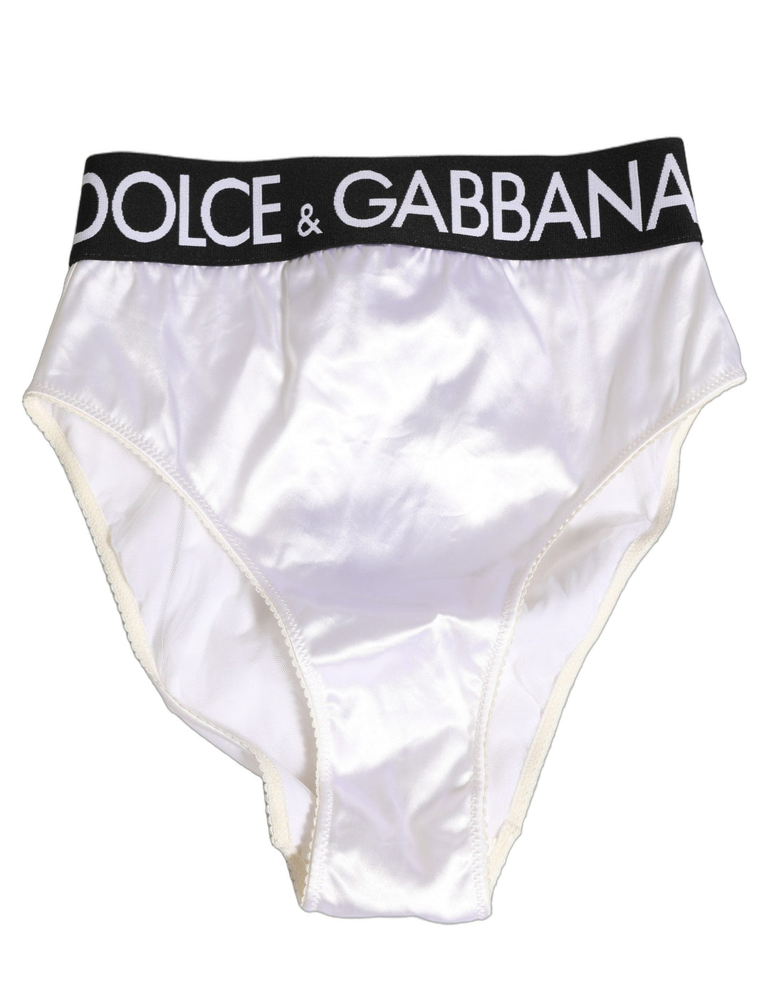 Women’s Dolce &amp; Gabbana White Satin High-waist Brief Logo Women Underwear