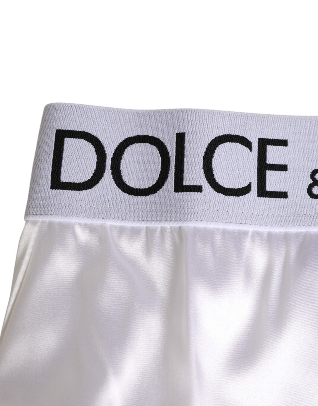 Women’s Dolce &amp; Gabbana White Satin High-waist Brief Logo Women Underwear