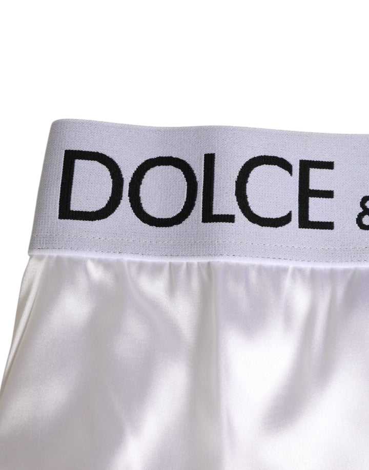 Women’s Dolce &amp; Gabbana White Satin High-waist Brief Logo Women Underwear