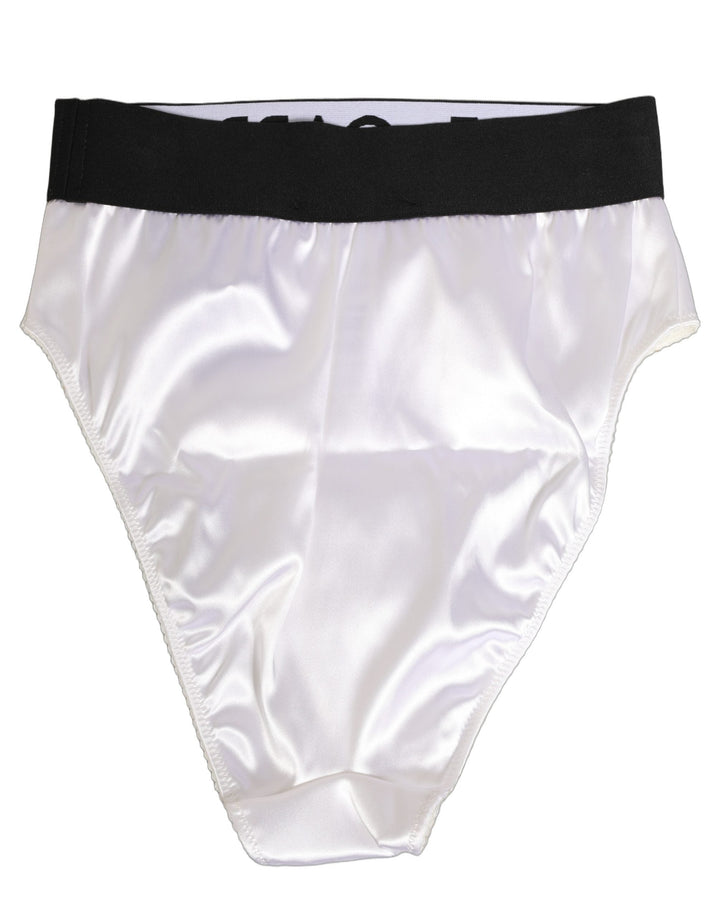 Women’s Dolce &amp; Gabbana White Satin High-waist Brief Logo Women Underwear