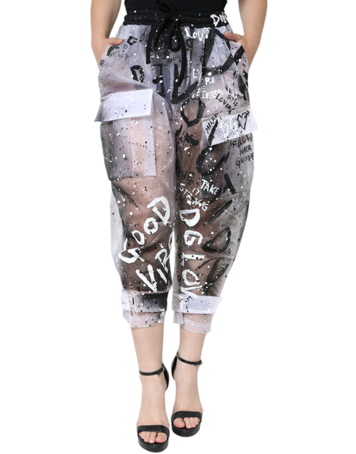 Women’s Dolce &amp; Gabbana White See Through Logo Cropped Cargo Pants