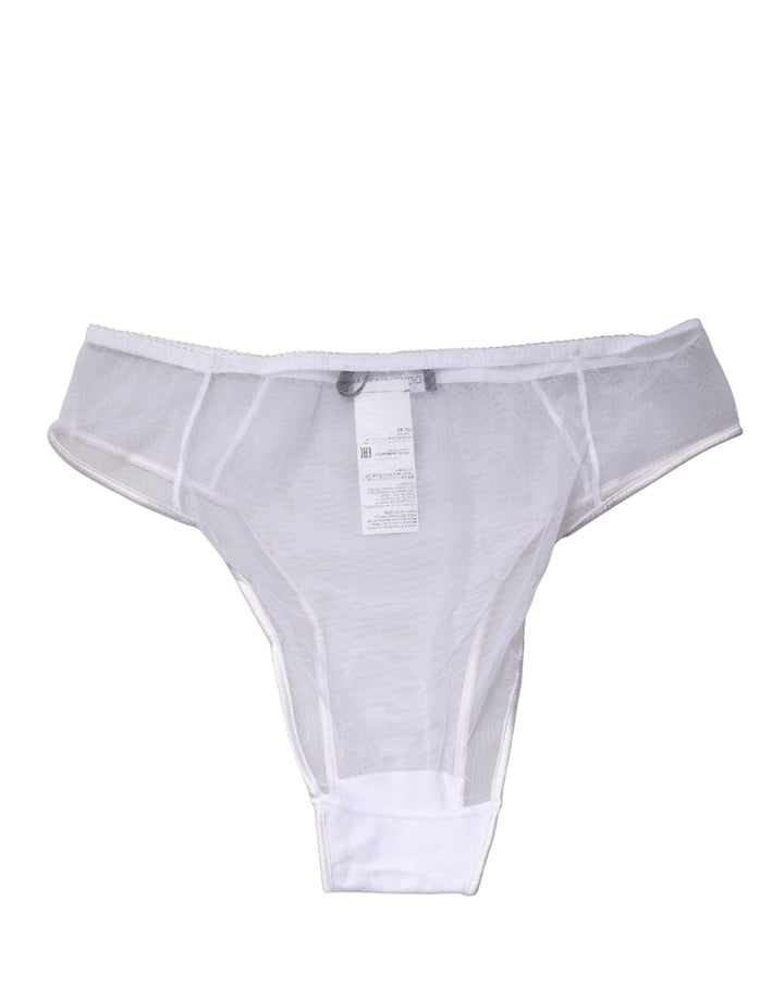 Women’s Dolce &amp; Gabbana White Sheer Silk Stretch High Brief Underwear