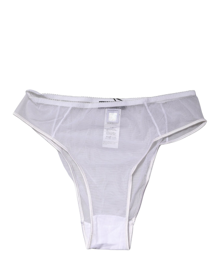 Women’s Dolce &amp; Gabbana White Sheer Silk Stretch High Brief Underwear