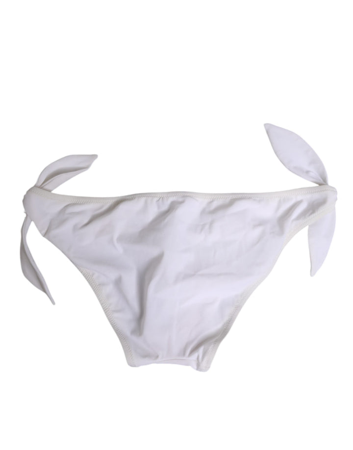 Women’s Dolce &amp; Gabbana White Side Tie Logo Bikini Bottom Underwear